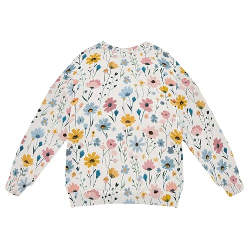 JUNZAN Cute Little Spring Blue Pink Flowers Kids Girls Sweatshirts Hoodies Fleece Hoodie for Boys Party 4T2