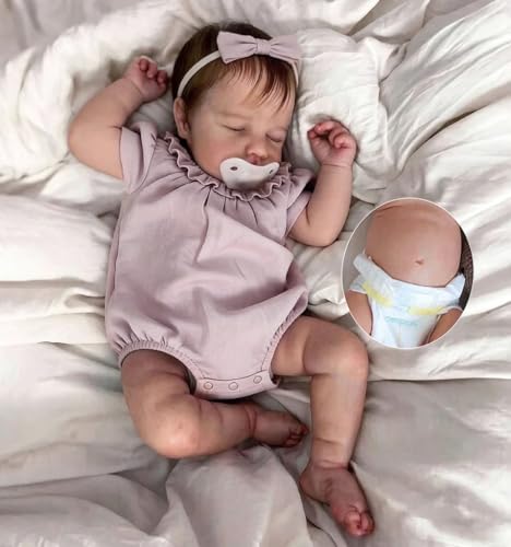 Zero Pam Bebe Reborn Silicona Cuerpo Completo 50 CM Muñecas Bebe Reborñ Silicoña, Bebe Que Parece Real con Accesorios (Niña02)
