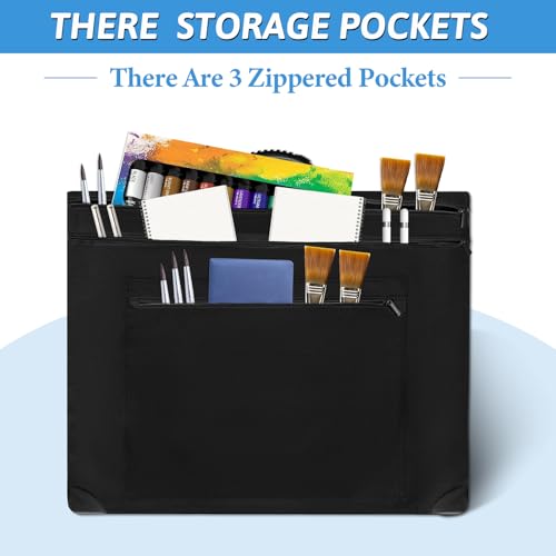 Image of Art Portfolio Case 20x24 Inch Large Size Portfolio Folder for Artwork Poster Board Storage Waterproof Art Portfolio Tote Bag with Four Pockets and Handle for Drawing, Sketching
