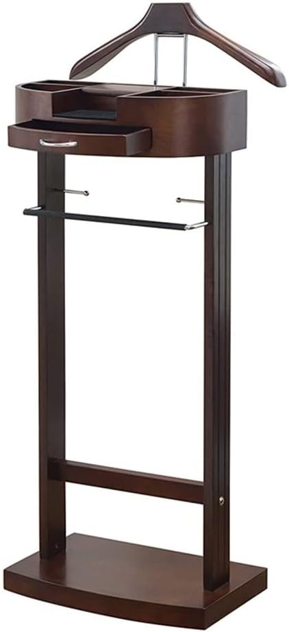 White Valet Stand For Women, Suit Valet Stand For Mens, Clothing Valet Stand Suit , With Drawer Wood Suit Valet Rack, Freestanding Contour Hanger Trouser Shoe Rack Tie & Belt Stand Organizer Organizer