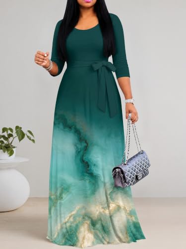Image of Women's 3 /4 Sleeve Maxi Dress with Pockets
