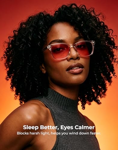 Image of TIJN Premium Blue Light Blocking Glasses for Women Men Computer Gaming Use | Square TR90 Frame Nerd Eyeglasses Anti Blue Ray with Red, Orange, Clear Lens for Computer, Phone, TV and Evening Screen Use