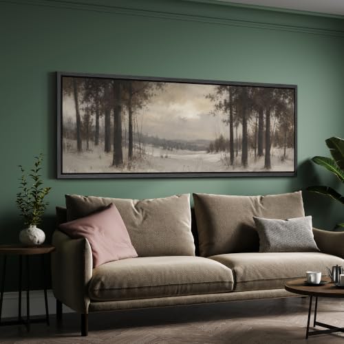 Image of MUDECOR Large Framed Canvas Print Wall Art Snow Pine for Living Room