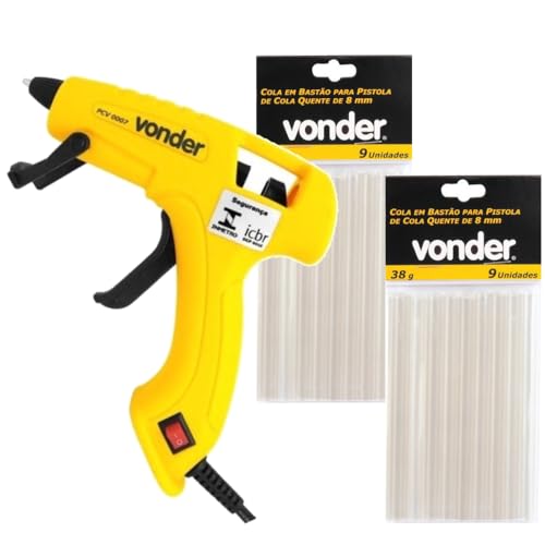 Maquina Aplicador Pistola De Cola Quente Bico Fino 7 a 8mm Profissional Pequena Com 18 Bastões de Co