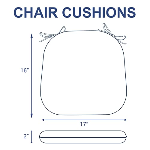 Melody Elephant Outdoor Chair Cushions Set Of 4, Water Resistant Patio Chair Pads With Ties, Seat Cushions For Home Garden Furniture Decoration, 16”X17”, Flower Blue #TOP1