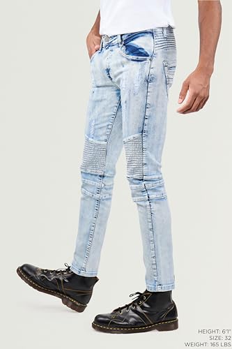 X RAY Men's Skinny Biker Jean, Comfy Flex Stretch Moto Denim Jeans Pants3