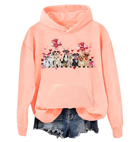 Sudadera con capucha para el día de San Valentín para mujer, sudadera de San Valentín con cuello con capucha, bonita sudadera con capucha para el día de San, naranja, S