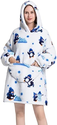 Msrlassn Oversized Hoodie Blanket for Women Adults Oversized Wearable Hooded Sweatshirt Pullover, Wearable Blanket Hoodie Super Soft Warm Cosy Sweatshirt with Big Pocket