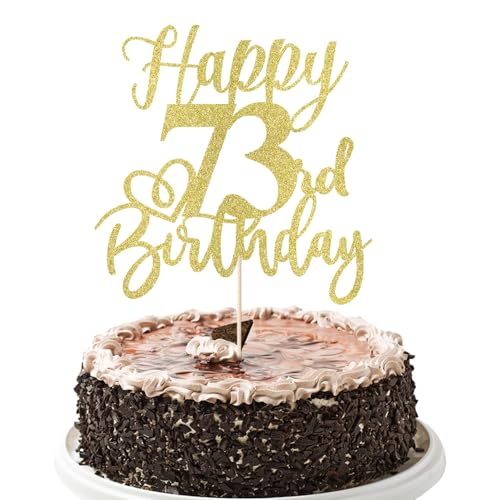 YUINYO Glitter Happy 73rd Birthday Cake Topper,Cheers to 73 Years | 73rd Anniversary , men and women 73 years old happy birthday Party Decoration