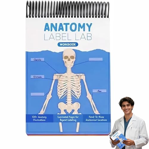 GROTOLY 100+ Pages Anatomy and Physiology Workbook Dry Erase,Interactive Anatomy study tools for Doctors,Nurses and Medical School Students,Anatomy Terms & Labels for Learning Study