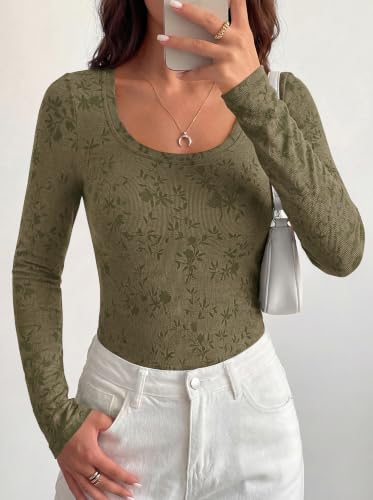 Women's Floral U Neck Slim Tops  - image 6
