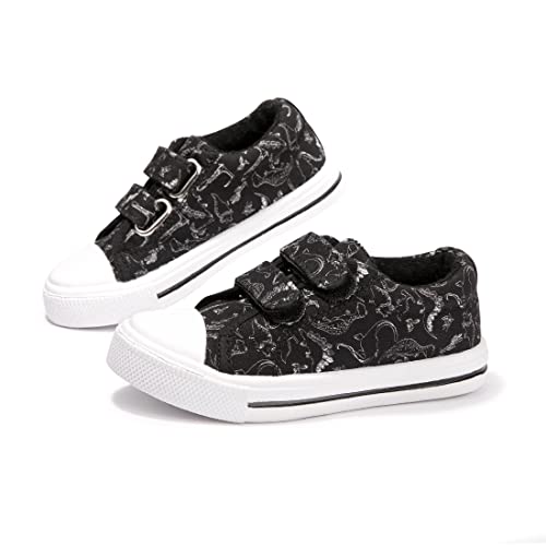 FUNKYMONEY Boys Girls Canvas Sneakers Casual Slip On Adjustable Hook and Loops Walking Shoes for Toddler/Little Kids3