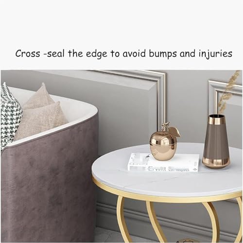 Image of Coffee Table for Living Room,Modern Corner Sofa Side Bedside Tables Snack End Table for Bedroom,White Table Top with Gold Metal Frame (Gold White)
