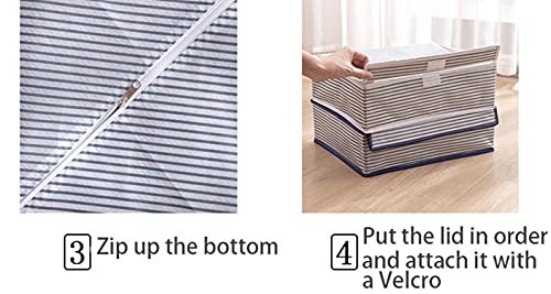 Image of House of Quirk 16 Compartment Underwear Drawer Organizer With Folding Lid Storage Box For Underwear, Socks, Ties, Bras, Scarves - Light Grey Stripes (Non-Woven), Drawer Organizers