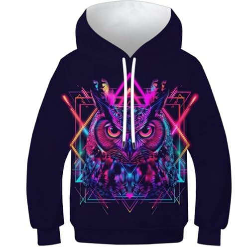 Sweat-shirt hibou à capuche enfants imprimé : l'idée cadeau idéale pour ado de 13-15 ans