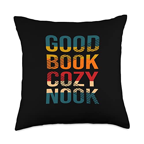 Reading adventure good book cozy nook readers apparel Throw Pillow