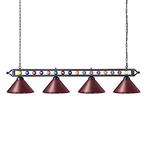 Pool Table Light, Wellmet 70 inch Billiard Lights Fixture with 4 Matte Metal Shade, DIY Vintage Billiard Balls Pendant Light for 7ft 8ft 9ft 10ft 11ft Snooker Table