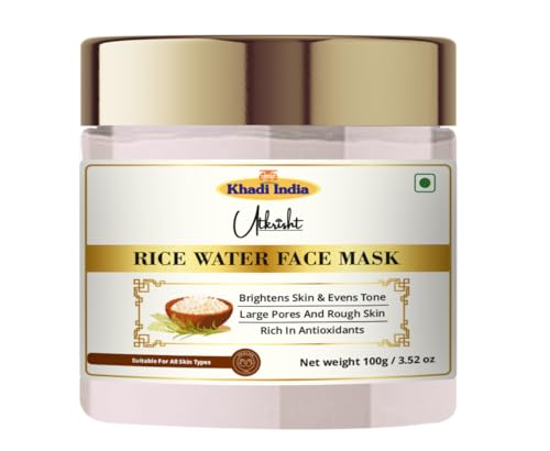 Image of Utkristh Khadi Rice Water Face Mask 100 gm | Pure & Ayurvedic | For Pigmentation, Dark Spots & Wrinkles & Fine Lines | Deep Cleansing for Glowing Skin | All Skin Types | Face Mask for Men & Women