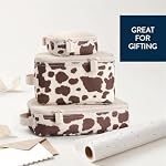 Itzy Ritzy Packing Cubes for Travel – Set of 3 Travel Organizers; Each Cube Features Mesh Top, Double Zippers, Fabric Handle (Cow Print)