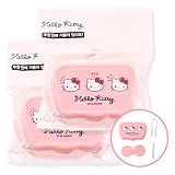 MENBLY Kitty Contact Lens Case with Mirror & Tweezers 2 Pack - Pink Protective Contact Case with Iconic Kitty Design, Compact, Portable & Hygienic Contacts Case for Travel, Durable Contact Lens Cases