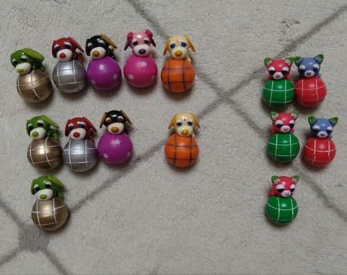 Oi Ocha Good Luck Tea Dog & Tea Cat Roly-Poly Toys 7 Types 15 Pieces