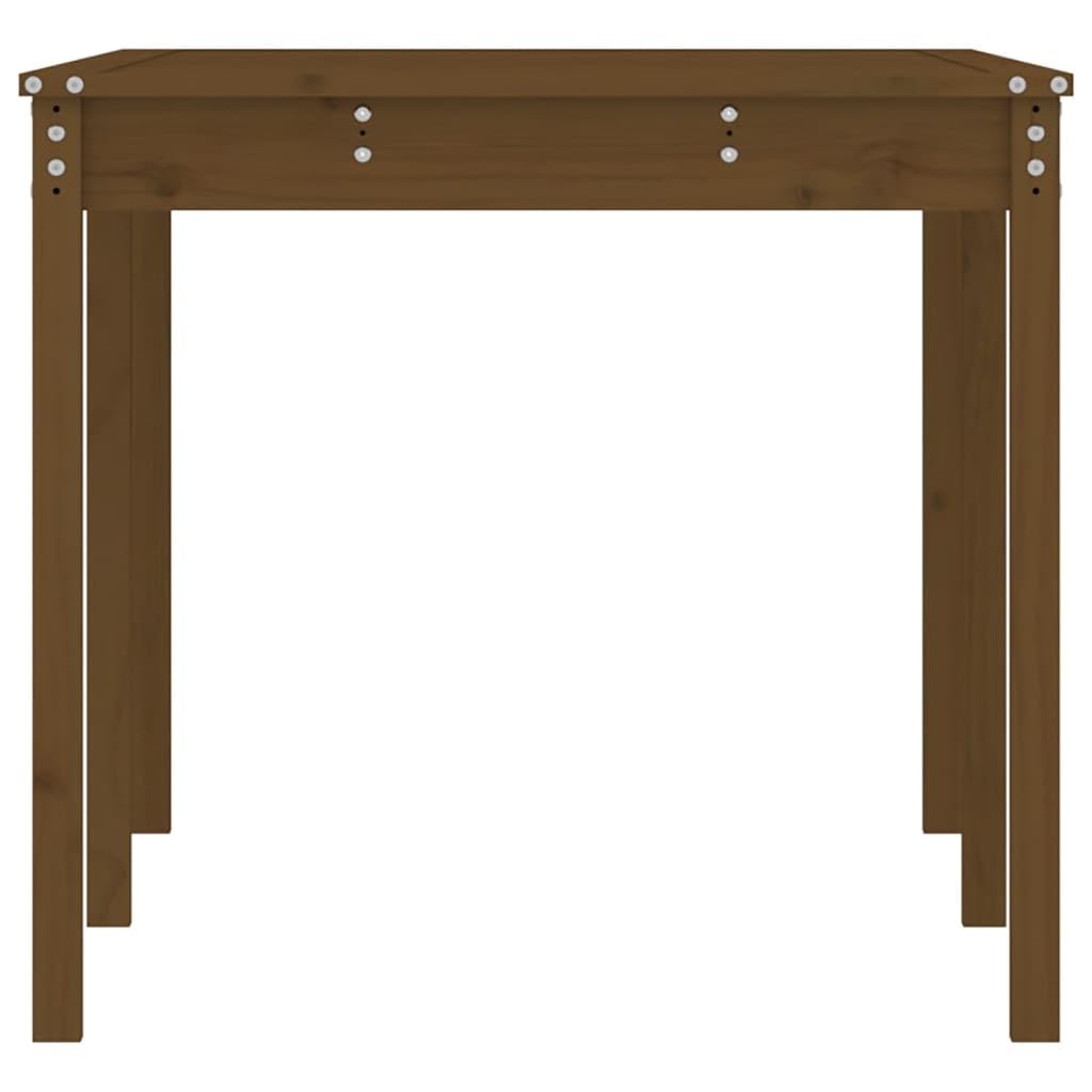 Stół ogrodowy lite drewno sosnowe 159,5 x 82,5 x 76 cm miodowy brąz | Wytrzymały blat stołu, stabilna rama drewniana, na taras, balkon, do ogrodu, instrukcja montażu w zestawie