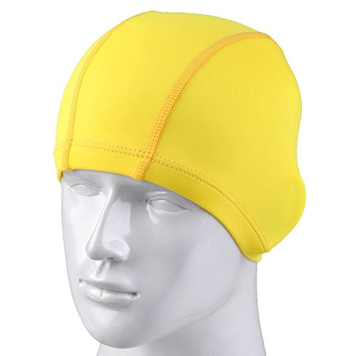 Women Ladies Lycra Cloth Fabric Swimming Hat Swim Hat Cap Bathing Cap Yellow