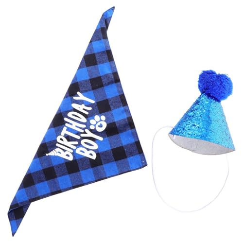 Sombrero y bandana azul para perro cumpleaños