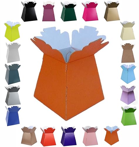 Glänzender lebendiger Blumenstrauß, Blumenkasten/Vase, Transportdisplay, Präsentationsboxen (1, Orange)