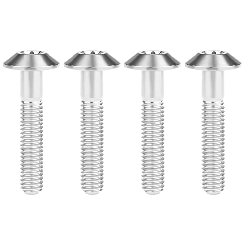Titanium M4 M5 M6 Button Torx Head Bolt Screw (Silver, M6x30mm)