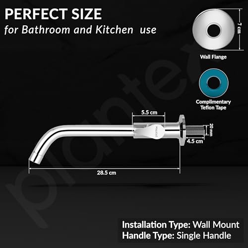 Image of Plantex Pure Brass Sink Tap for Kitchen /Sink tap Faucet for homesink /12 inch Long spout with Water Saving nozzel - 7 Year Warranty (PAC-1811-Chrome)
