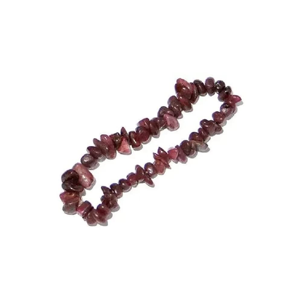 REBUYRuby Bracelet Crystal Healing Gemstone Bracelet Chips Stone Bracelet for Men & Women