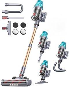 Draadloze stofzuiger 65 min/600 W/50 Kpa, Stofzuigers voor thuis met Touch Display, Lichtgewicht Stok Stofzuiger; Anti-Hair Wrap Technologie, Wandmontage Oplaadstofzuiger voor Tapijt/Huisdier Haar