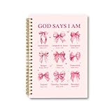 Ialtsidws Coquette Pink Bow Christian Notebook, God Says You Are Spiral Prayer Journal for Women & Girls, Inspirational Bible Journaling Notebook, Hardcover Lined Gift, 6.2 x 8.2 (Pink)