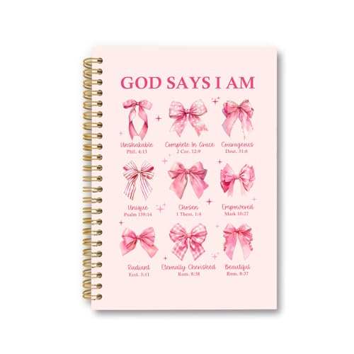 Image of Ialtsidws Coquette Pink Bow Christian Notebook, God Says You Are Spiral Prayer Journal for Women & Girls, Inspirational Bible Journaling Notebook, Hardcover Lined Gift, 6.2 x 8.2 (Pink)
