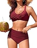 RITOSTA Bikini Mujer Traje de Baño Dos Piezas Push Up Conjuntos Bikinis Cuello en V Conjunto Bañadore Reductor Sexy Biquini Cintura Alta Bikini de Playa