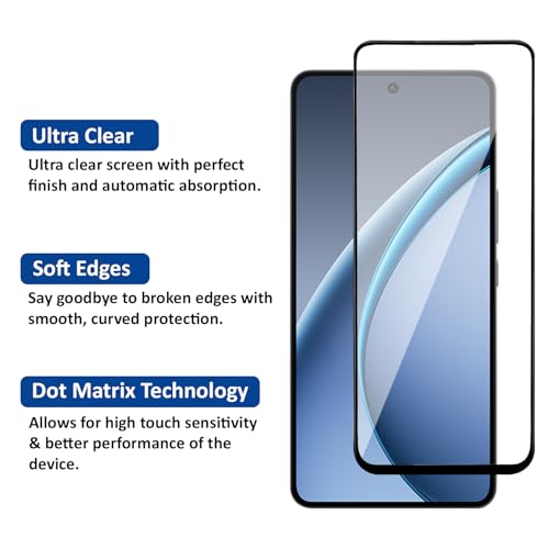 Image of AIBEX Tempered Glass for Realme P3 / Realme 14T / OPPO K13 / OPPO K12S / OPPO Reno 13F|9H Hardness|Anti-Glare & Anti-Fingerprint|Water Resistant|Edge-to-Edge Full Screen Protector|Bubble-Free