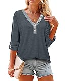 Messic Tunics for Women to Wear with Leggings, 3/4 Sleeve Work Blouses for Women Office Color Block