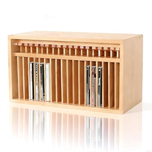 Supporto per CD, in legno, con pulsante pop-up, capacità 19 CD, per casa, ufficio, sala musica e sala teatro
