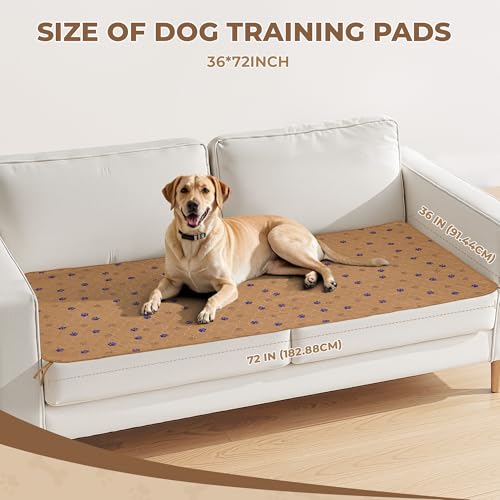 Image of Fostanfly Washable Pee Pads for Dogs, 2 Pack 36''x72'' Ultra-Absorbent and Leak-Proof Non-Slip Reusable Potty Training Pads for Dogs, Puppy, Potty, Whelping of Add 8 Lanyards, Brown