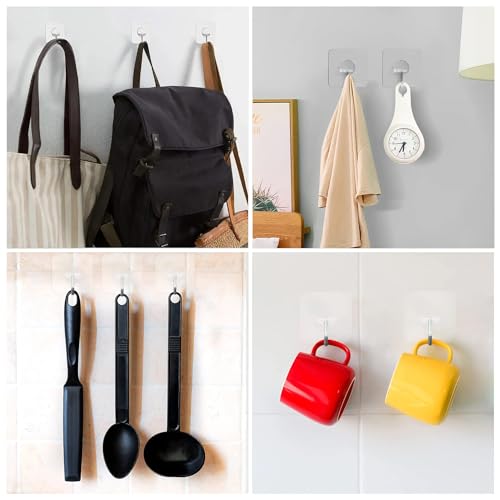 Image of Everline Multi - Functional Steel Over The Door Hook Hanger Organizer /Wall Hook Rack for Hanging Clothes, Towel in Room, Kitchen, Bathroom - Black (7 Hook) (Adhesive Wall Hooks)