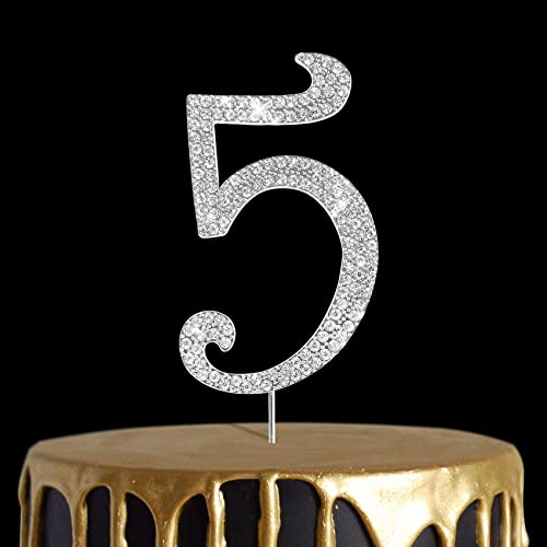 Number Cake Topper 50, Uniideco Silver Rhinestone Premium Metal Bling Bling Cake Decor, Sparkly Happy Birthday Wedding Anniversary Party Decoration Centerpiece #TOP6