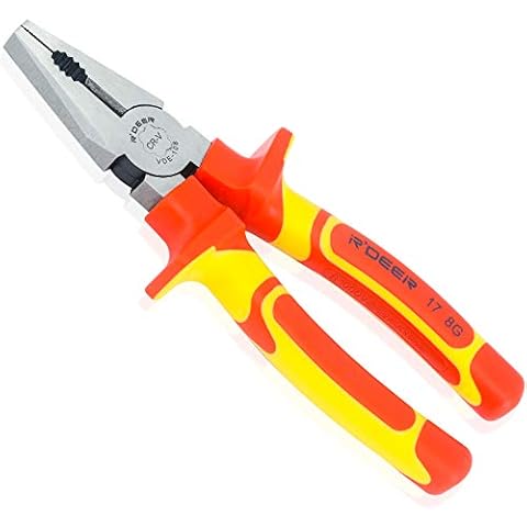 8 lnch Insulated Handle Combination Pliers R'deer VDE 1000v Cr-VIndustrial Level Electrician Side Cutting Wire Pliers Tool Cover