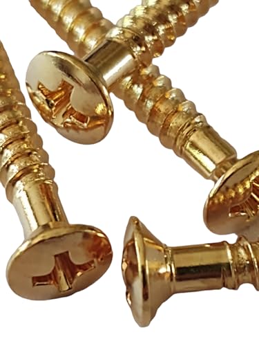 4 Pack Gold Finish Guitar Neckplate Screws Long 1-3/4 inch X #8
