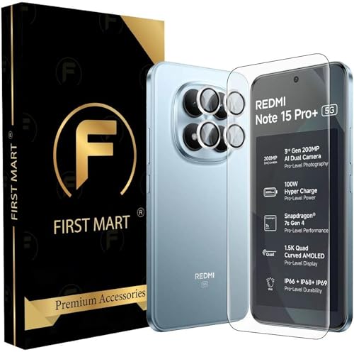 Image of FIRST MART Silver Camera Ring Guard Protector for Redmi Note 15 Pro Plus | Tempered Glass with Metal Alloy Rings, HD Clear, Scratch Resistant, Case-Friendly | Pack of 1