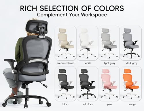 TRALT Office Chair - Ergonomic Office Chair with Back Support, Home Office Desk Chairs, 330lbs Wide Seat Big and Tall Office Chairs with Headrest, Comfy Desk Chairs - Image 9