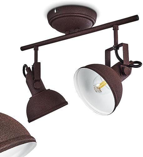 Lampa sufitowa Tina, metalowa lampa sufitowa w kolorze czarnym/złotym, 2 lampy, z regulowanymi reflektorami, 2 x gniazdo E14, reflektor w stylu retro/vintage, bez żarówek