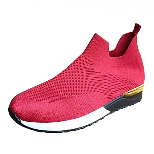Image of Gibobby Sneakers for Women Walking Shoes Lightweight Casual Slip on Sneakers Fashion Platform Solid Color Lace-up Sneakers