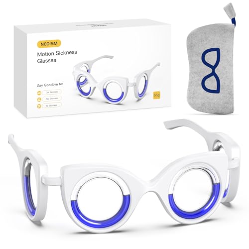 Image of NEOISM Motion Sickness Glasses, Car Sickness Glasses with Blue Pattern Bag