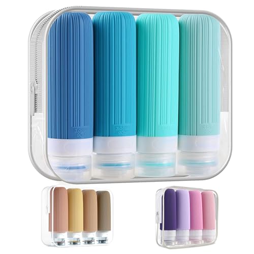 Kit 4 Frascos Potes Silicone Viagem 90ml Creme Shampoo Condicionador Organizador Mala - ECOMLAR® (To